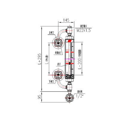 三色界位无盲区石英玻璃管液位计