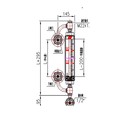 双色液位无盲区石英玻璃管液位计